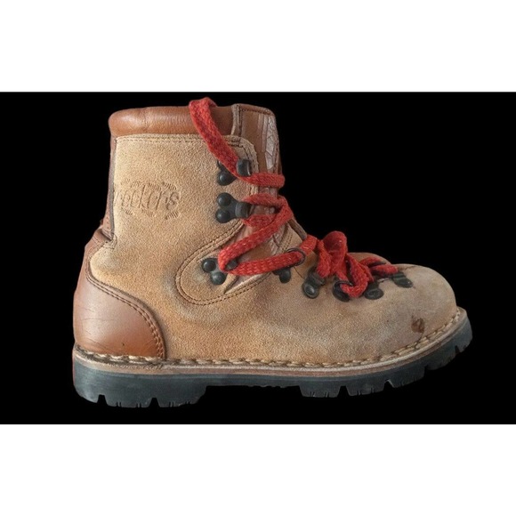 Vintage Trackers Hiking boots Mens 8 Brown Leather Red Lace Up - Picture 3 of 7